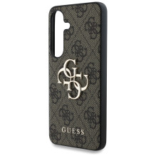 Guess Big 4G Logo Classic logotipo dėklas, skirtas Samsung Galaxy S25 Brown