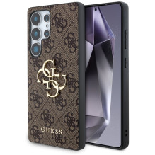 Guess Big 4G Logo Classic logotipo dėklas, skirtas Samsung Galaxy S25 Ultra Brown