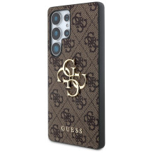 Guess Big 4G Logo Classic logotipo dėklas, skirtas Samsung Galaxy S25 Ultra Brown