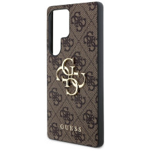 Guess Big 4G Logo Classic logotipo dėklas, skirtas Samsung Galaxy S25 Ultra Brown
