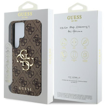 Guess Big 4G Logo Classic logotipo dėklas, skirtas Samsung Galaxy S25 Ultra Brown
