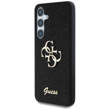 Guess Fixed Glitter Big 4G metalinis logotipo dėklas, skirtas Samsung Galaxy S25 juodas