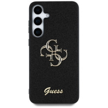 Guess Fixed Glitter Big 4G metalinis logotipo dėklas, skirtas Samsung Galaxy S25 juodas