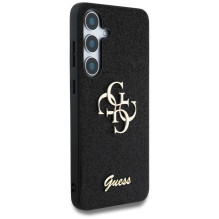 Guess Fixed Glitter Big 4G metalinis logotipo dėklas, skirtas Samsung Galaxy S25 juodas