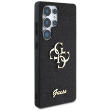 Guess Fixed Glitter Big 4G metalinis logotipo dėklas, skirtas Samsung Galaxy S25 Ultra juodas