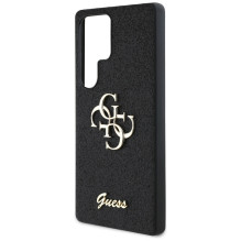 Guess Fixed Glitter Big 4G metalinis logotipo dėklas, skirtas Samsung Galaxy S25 Ultra juodas