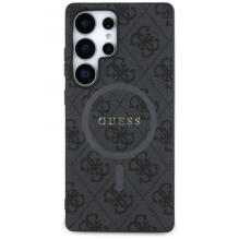 Guess Leather 4G Colored Ring Classic Logo MagSafe Case Samsung Galaxy S25 Ultra black