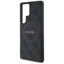 Guess odinis 4G spalvotas žiedas klasikinis logotipas MagSafe dėklas Samsung Galaxy S25 Ultra juodas