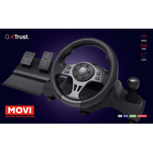 „Trust GXT 289 Movi Black“ USB vairas + pedalai, skirti „Nintendo Switch“, „PlayStation 4“, „Xbox One S“, „Xbox One X“, 