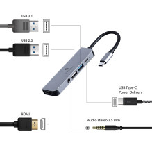 Gembird A-CM-COMBO5-02 laptop dock / port replicator Wired USB 3.2 Gen 1 (3.1 Gen 1) Type-C Silver