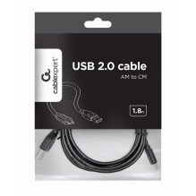 Gembird USB kabelis / adapteris USB 2.0 kabelis 1,8 m USB A USB C juodas Gembird USB kabelis / adapteris USB 2.0 kabelis 1,8 m USB A USB C juodas