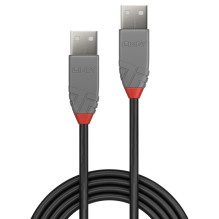 USB Cable - LINDY Anthra Line USB 2.0 Type A to A Cable, M / M, 1 m, Black