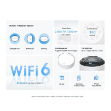 Wireless Router, TP-LINK, Wireless Router, 3-pack, 3000 Mbps, Mesh, Wi-Fi 6, 1x10 / 100 / 1000M, 1x2.5GbE, DHCP, DECOX50