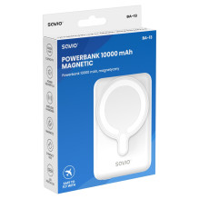 Savio BA-13 išorinė baterija, 10000 mAh, belaidis įkrovimas, balta