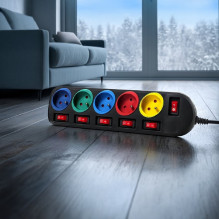 Maclean MCE204M power extension 1.5 m 5 AC outlet(s) Indoor Black, Multicolour Maclean MCE204M power extension 1.5 m 5 AC outlet(s) Indoor Black, Multicolour