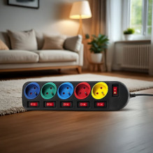 Maclean MCE204M power extension 1.5 m 5 AC outlet(s) Indoor Black, Multicolour Maclean MCE204M power extension 1.5 m 5 AC outlet(s) Indoor Black, Multicolour