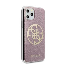 Guess GUHCN58PCUGLPI iPhone 11 Pro rožinis / rožinis kietas dėklas 4G Circle Glitter
