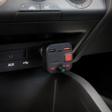 SAVIO FM siųstuvas, „Bluetooth 5.3“, QC 3.0 įkroviklis, LED ekranas, žemųjų dažnių sustiprinimas, TR-15, juodas SAVIO FM siųstuvas, „Bluetooth 5.3“, QC 3.0 įkroviklis, LED ekranas, žemųjų dažnių sustiprinimas, TR-15, juodas