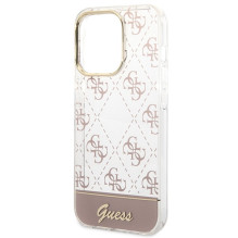 „Guess“ GUHCP14LHG4MHP iPhone 14 Pro 6.1 kietas dėklas, rožinis / rožinis, 4G raštas
