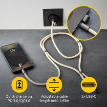 USB-C–USB-C LAIDAS 1,65 M / JUOSTELĖ SMĖLIO SPALVOS 7991001 INTENSO