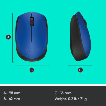 MOUSE USB OPTICAL WRL M171 / BLUE 910-004640 LOGITECH