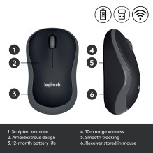 MOUSE USB OPTICAL WRL M185 / GREY 910-002238 LOGITECH