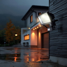 „Maclean MCE442“ saulės energija varomas LED prožektorius, judesio jutiklis, sieninis šviestuvas, tvirtinamas prieblando