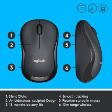 MOUSE USB OPTICAL WRL M220 / SILENT B / G 910-004878 LOGITECH