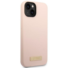 Guess GUHMP14MSBPLP iPhone 14 Plus 6.7 'rožinis / rožinis kietas dėklas, silikoninis logotipas MagSafe