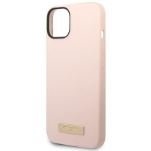 Guess GUHMP14MSBPLP iPhone 14 Plus 6.7 "pink / pink hard case Silicone Logo Plate MagSafe