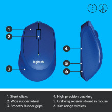 MOUSE USB OPTICAL WRL M330 / SILENT BL 910-004910 LOGITECH