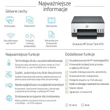 HP Smart Tank 670 daugiafunkcis terminis rašalinis spausdintuvas A4 4800 x 1200 DPI 12 ppm „Wi-Fi“