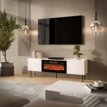 Cama LUCCA TV cabinet 180x40x59 white + black fireplace