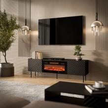 Cama LUCCA TV cabinet 180x40x59 black + black fireplace