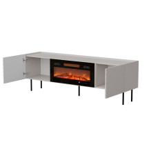 Cama LUCCA TV spintelė 180x40x59 kašmyro + juodas židinys
