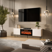 Cama LUCCA TV spintelė 180x40x59 kašmyro + juodas židinys