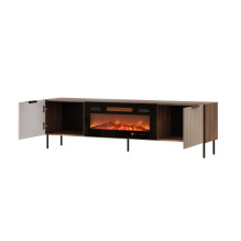 ALMERA TV cabinet 180.5x42x52.5 walnut / cashmere + black fireplace ALMERA TV cabinet 180.5x42x52.5 walnut / cashmere + black fireplace