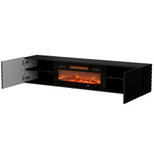 Cama RTV cabinet LARA 183x35x37 black matt + black fireplace Cama RTV cabinet LARA 183x35x37 black matt + black fireplace