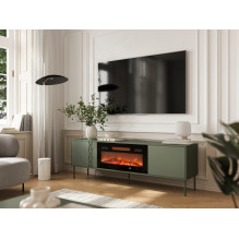 Cama RTV cabinet EF + fireplace black TRESSE 180x40x54.5 matte green Cama RTV cabinet EF + fireplace black TRESSE 180x40x54.5 matte green
