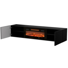 Cama RTV cabinet TULA 183x35x37 black matt + black fireplace Cama RTV cabinet TULA 183x35x37 black matt + black fireplace