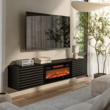 Cama RTV cabinet TULA 183x35x37 black matt + black fireplace Cama RTV cabinet TULA 183x35x37 black matt + black fireplace