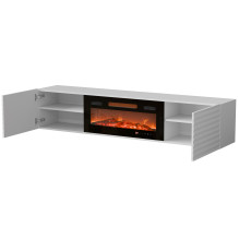 Cama RTV cabinet TULA 183x35x37 white matt + black fireplace