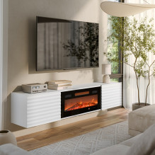 Cama RTV cabinet TULA 183x35x37 white matt + black fireplace