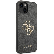 Guess 4G didelis metalinis logotipas iPhone 15 dėklas – pilkas