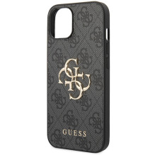 Guess 4G didelis metalinis logotipas iPhone 15 dėklas – pilkas