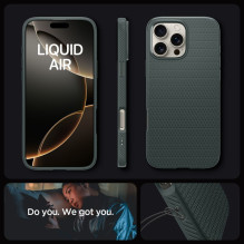 „Spigen“ skystas oro dėklas, skirtas iPhone 16 Pro Max – žalias