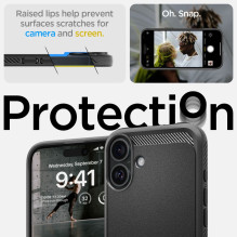 Spigen Rugged Armor MagSafe dėklas iPhone 16 - juodas