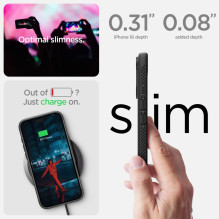 Spigen Rugged Armor MagSafe dėklas iPhone 16 - juodas