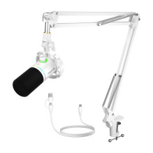 Mikrofonas - Maono PD200XS Kardioidinis USB / XLR RGB Reguliuojamas Baltas Mikrofonas - Maono PD200XS Kardioidinis USB / XLR RGB Reguliuojamas Baltas