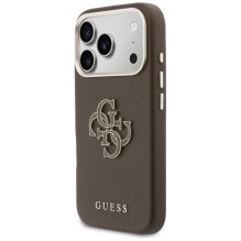 Etui Guess FW Resin Logo na iPhone 17 Pro - brązowe